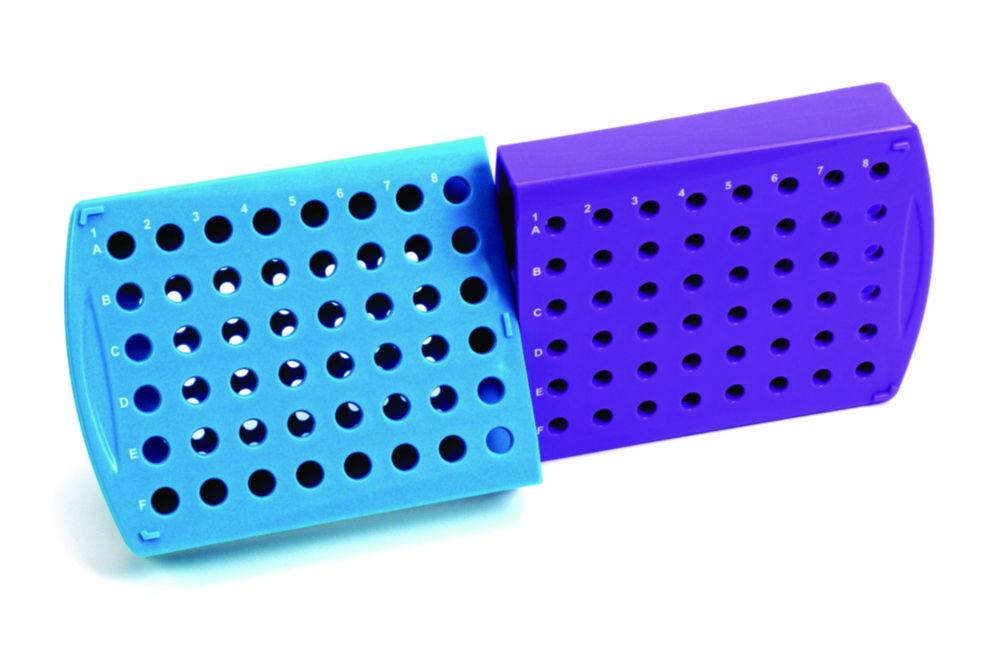 Heathrow Scientific Tube Rack Rota-Rack Duo for PCR and Centrifuge Tubes, 296 x 118 x 34 mm, Blue/Purple