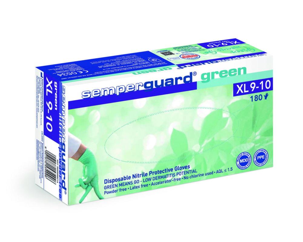 Semperit Disposable Gloves Size XL (9–10) Semperguard Green Nitrile Powder-Free Non-Sterile Pack of 200

