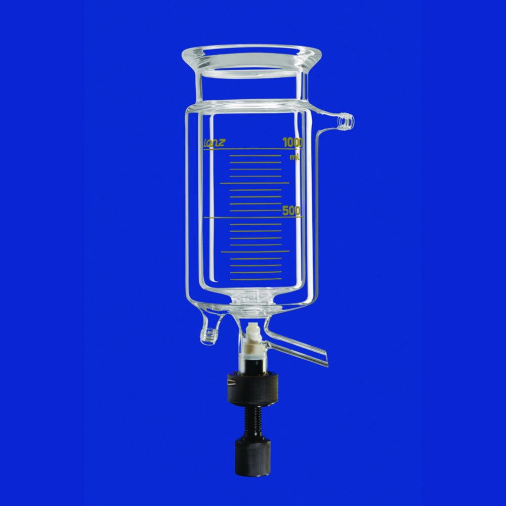 Lenz-Laborglas Reaction Vessel, Cylindrical, with Thermostatic Jacket and Withdrawal Valve, LF 100, Capacity 1 L