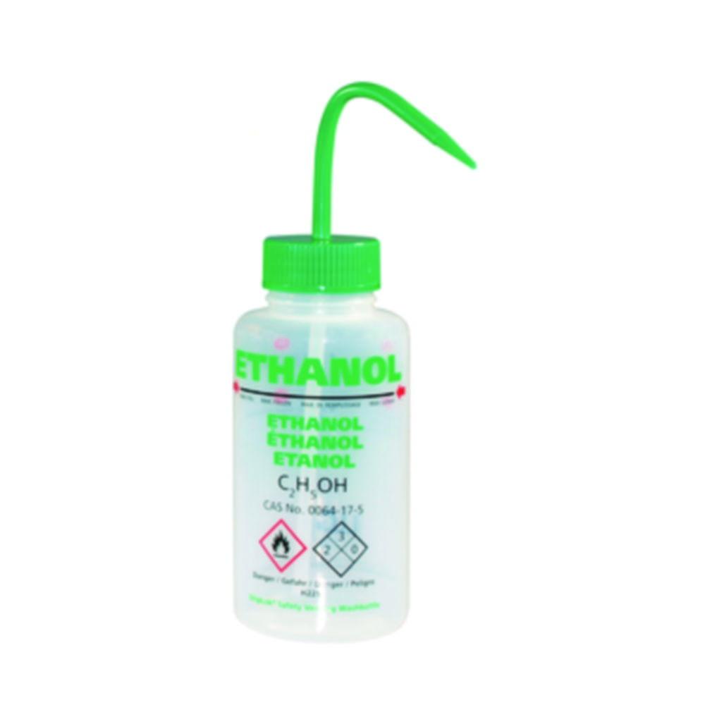 LLG Safety Vented Wash Bottle 500 mL, Ethanol, with Pressure Control Valve, LDPE
