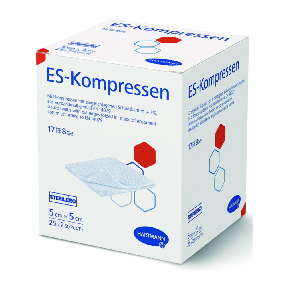 ES compresses 5x5cm sterile, 8-ply, pack with 10 packs of 25x2