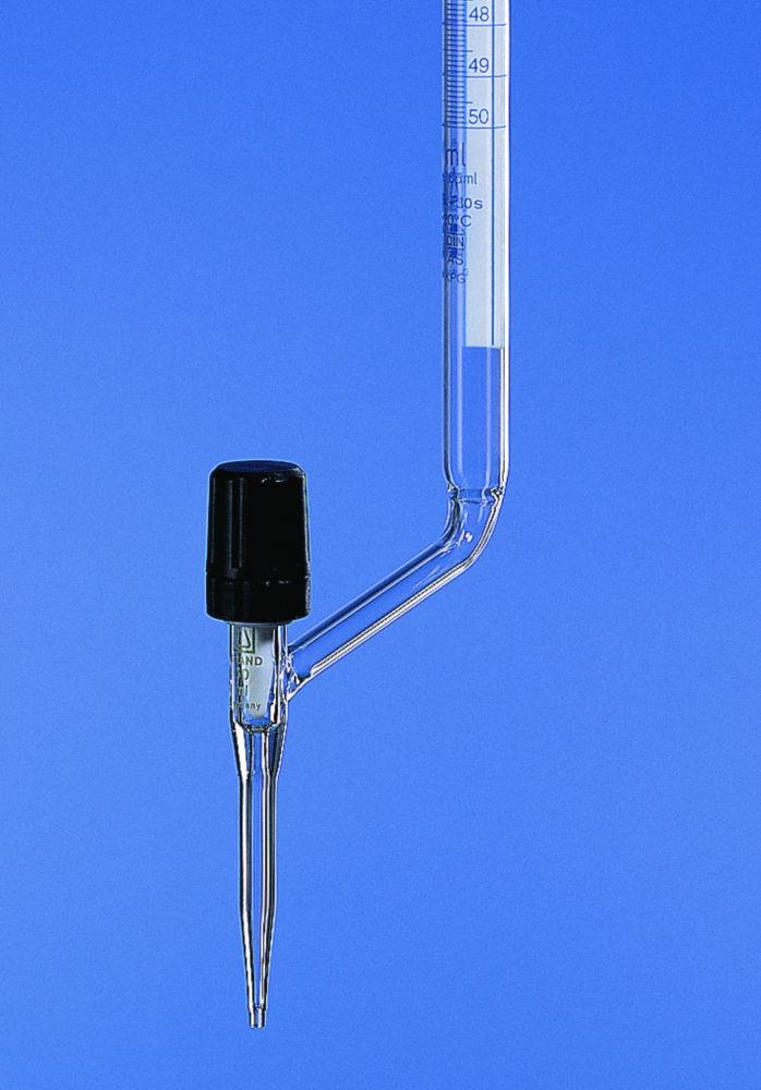 Burette 25 ml :0,05 ml, class AS (953847) lateral PTFE valve, Schellbach strips, with USP single certificate