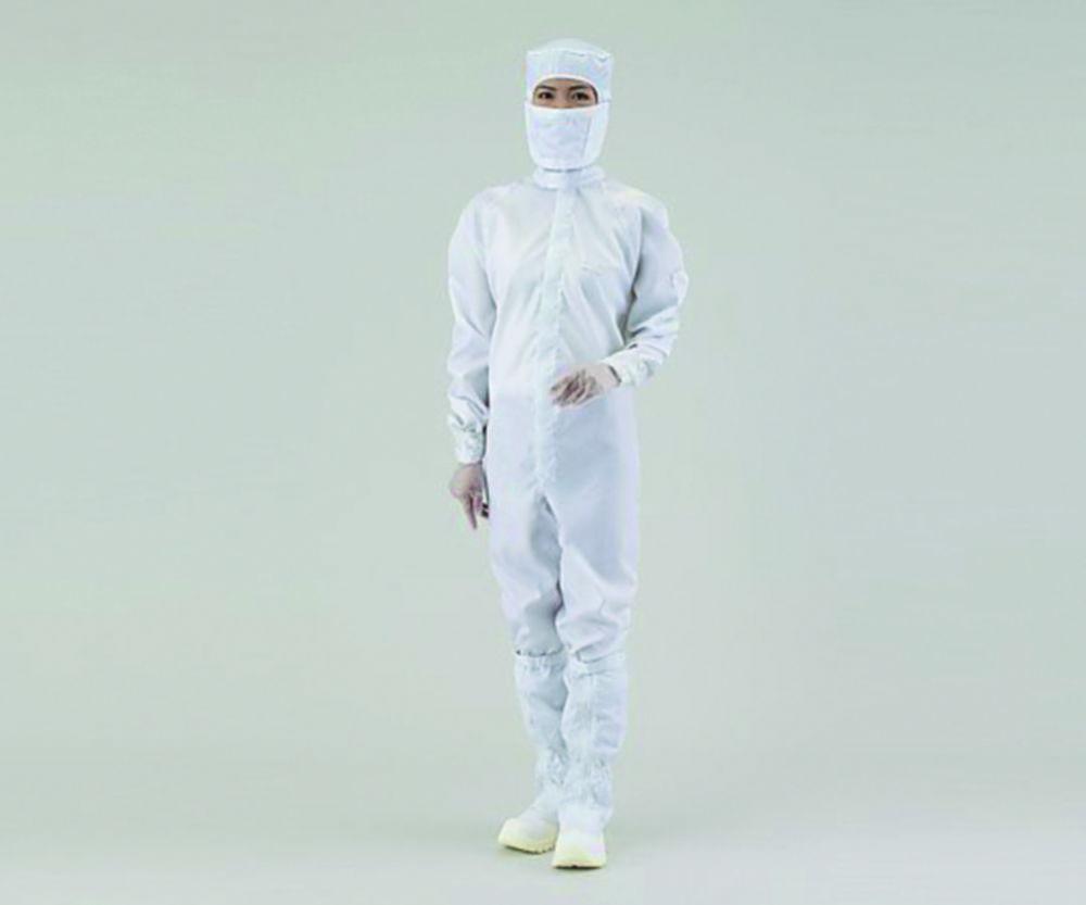 As One ASPURE Overall for Cleanroom, Blue, Polyester, with Hood, Front Zip, Type 11120SB, Size M