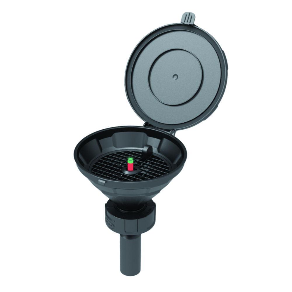 SCAT Funnel with lid "MARCO", V2.0, S60/61 PE-HD electrostatic conductive, with level control, removable sieve, earthing cable, floater 190 mm