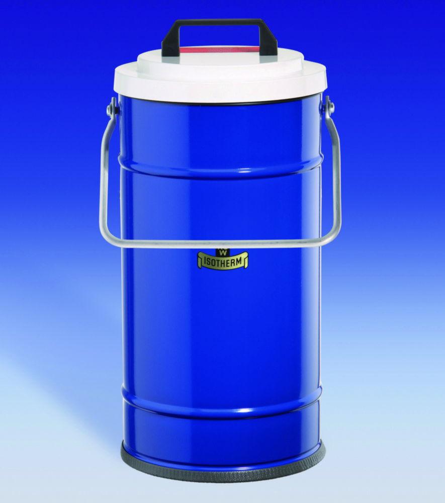 KGW Schieder Dewar flask type 30/4 C 4 ltr, blue coated metal case, Carrying handle, cylindrical shape