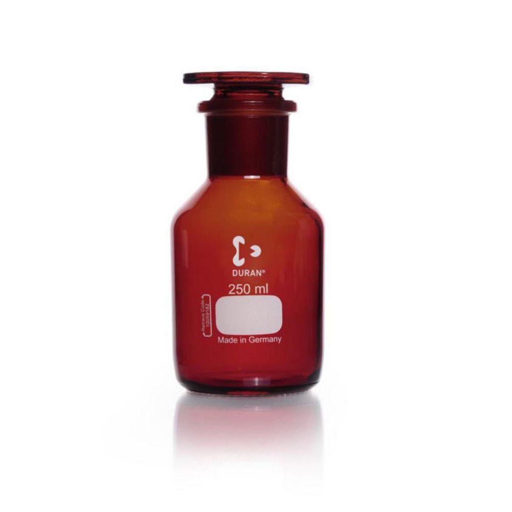 DWK Duran Wide Neck Reagent Bottles, Amber Glass, with NS Glass Stopper, Cap. 250 ml