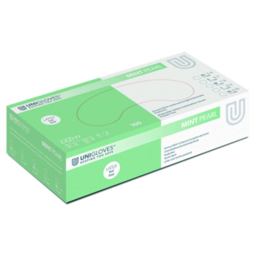 Unigloves Nitrile Gloves Mint Pearl Size M (8) Mint,latex/powder Free,Non Sterile,Rolling Edges, Micro-Roughened Finger Tips, Pack of 100