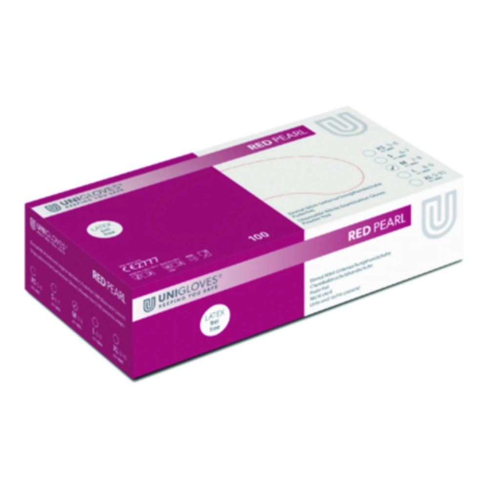 Unigloves Nitrile Gloves Red Pearl Size XS (6) Red, latex/powder Free, Non Sterile,Rolling Edges, Micro-Roughened Finger Tips, Pack of 100